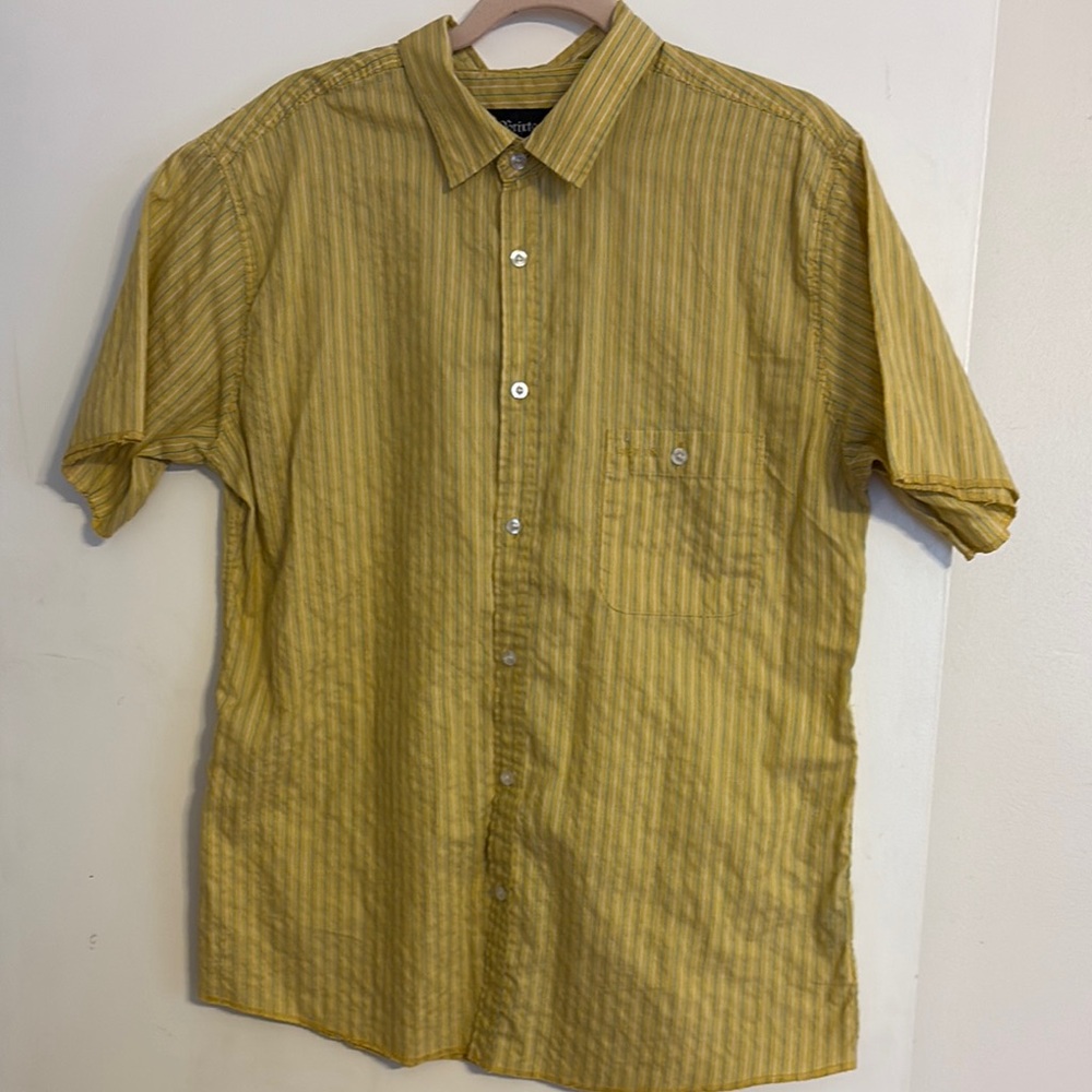 Brixton Men’s Yellow Casual Button Down Shirt with Stripes. Size L